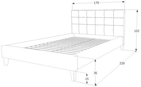 Sivá čalúnená posteľ TEXAS 160 x 200 cm