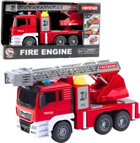 LEAN Toys Hasičské auto s výložníkom striekanie vody svetlá zvuky