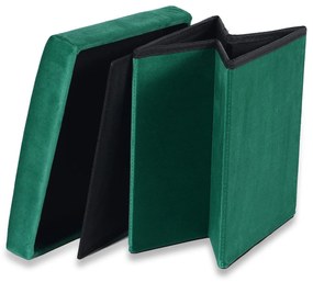 Zelený skladací taburet CUBEXO VELVET M