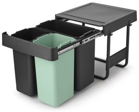 Dotykový plastový odpadkový kôš na triedený odpad v mentolovo-tmavosivej farbe 40 l Sort&amp;Go – Brabantia