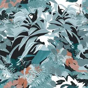 Samolepiaca tapeta tropický prales v modrom prevedení