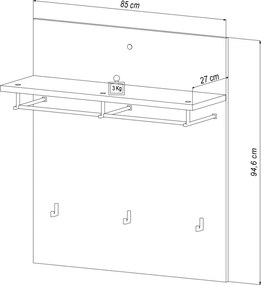 Predsieňový šatníkový panel Milan, dub artisan/šedá