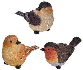 Záhradná figúrka z polystonu Little Birds, sada 3ks, 9 cm, viacfarebná