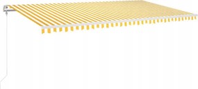 vidaXL Automaticky rolovateľná markíza, 600 x 350 cm, žlto-biela