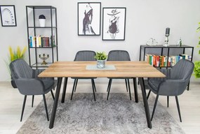 Stolička LUGO - tmavosivý zamat / čierne nohy