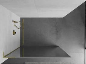 Mexen Kioto L, sprchová zástena Walk-In 80 x 200 cm, 8mm sklo vzor zrkadlo, zlatý matný profil, 800-080-103-55-50