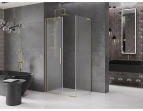 Mexen Velar L, sprchový kút s posuvnými dverami 120 x 90 cm, 8mm sklo námraza, zlatá lesklá, 871-120-090-33-50