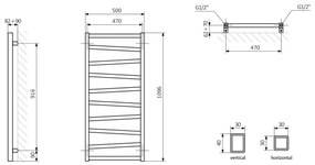 Sapho - Kúpeľňový radiátor ZIG 406 W/230 V 50 × 110 cm antracit