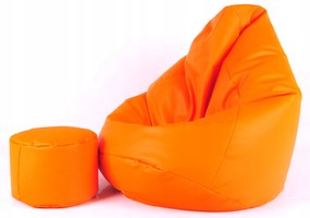 JAKS Vak na sedenie s podnožkou oranžový ekokoža