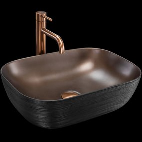 Rea Belinda, umývadlo na dosku 465x330x135 mm, medená matná-čierna štruktúra, REA-U6384