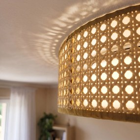 Toolight Toolight, LED stropné svietidlo plafón s ratanovým tienidlom 4000K, APP1934-C, biela-ratan, 50 cm, OSW-66090