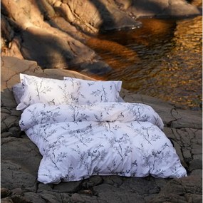 Biele/sivé obliečky na dvojlôžko/predĺžené z bavlny Renforcé 240x220 cm White Floral – Mila Home Luxury