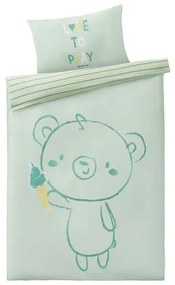 LUPILU® Detská posteľná bielizeň, 130 x 90 cm, medveď / tyrkysová (100288485)