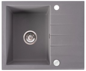 Rea North, kuchynský drez 1-komorový 595x485x180 mm s manuálnym sifónom, šedá, ZLE-00128