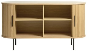 Nízka komoda v dekore duba s posuvnými dverami v prírodnej farbe 140x76 cm Nola – Unique Furniture