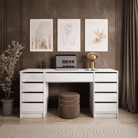 PISACÍ STÔL JULIETTA BIELY LESKLÝ