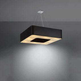 Závesné svietidlo Urano, 1x čierne textilné tienidlo, (biely plast), (80 cm)