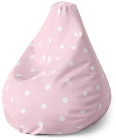 Sablio Sedací vak Pear Biele bodky na ružovej - 140 x 100 x 25 cm