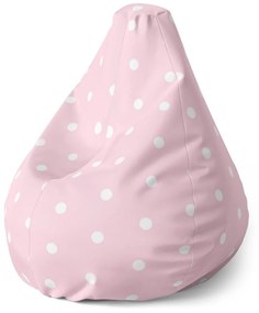 Sablio Sedací vak Pear Biele bodky na ružovej - 140 x 100 x 25 cm