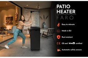 Planika Faro GAS - Vonkajší plynový krb 142x36 cm 8kW čierna + ochranný kryt