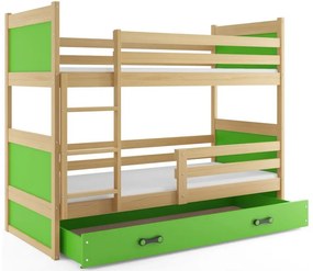 Interbeds Rico poschodová posteľ 160cm x 80cm borovicové drevo prírodno-zelená