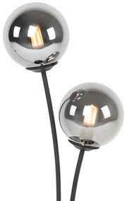 Moderná stolná lampa čierna 2-svetlá s dymovým sklom - Atény