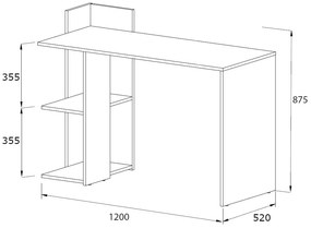 Písací stôl PACO 1, 120x87,5x52, dub artisan/antracit