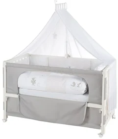 Bielo-sivá postieľka na kolieskach 60x120 cm Fox & Bunny – Roba