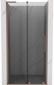 Mexen Velar L, posuvné sprchové dvere do otvoru 90 cm, 8mm šedé sklo, medená matná, 871-090-003-41-65