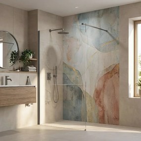 Bezrámová sprchová zastena REA FLEXI TITAN 130 cm, titán kartáčovaný/transparent - bez vaničky