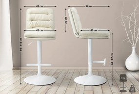 Barová stolička Damar - látka, biely rám - krémová