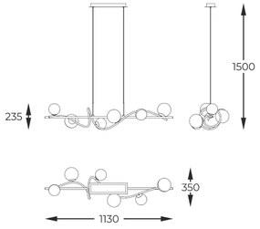 Zuma Line MD3145-6-EBGN - Luster na lanku NISYRO 6xG9/3,5W/230V čierna