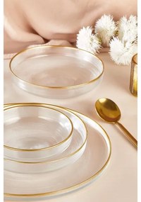 Jedálenská súprava 18 ks číre/zlaté/sklo
