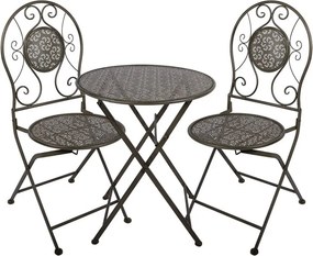 Zelený skladací záhradný Bistro set stôl a 2 stoličky - Ø 60*71 / 50*40*93 cm