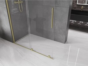 Mexen Velar, posuvné dvere do otvoru typ Walk-In 150 cm, 8mm číre sklo, zlatá matná, 871-150-000-03-55