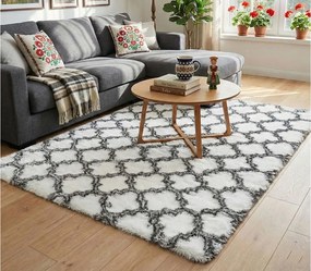 TZ Biely vzorovaný koberec shaggy Decor Latern Rozmer: 140x200 cm