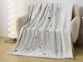 XPOSE® Mikroplyšová deka DIVOKÉ MAKY s baránkom - svetlo sivá 140x200 cm
