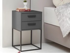 Nočný stolík s 2 zásuvkami Suna, grafitový%