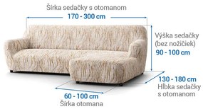 Bielastické poťahy UNIVERSO NOVÉ žíhané béžové sedačka s otomanom vpravo (š. 170 - 300 cm)