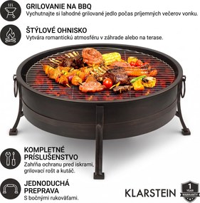 Blumfeldt Catania, ohnisko 2 v 1, Ø 80 cm, lapač iskier, Ø 70 cm gril, oceľ, antický motív