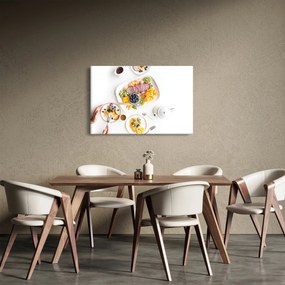 Obraz tanierov s ovocím na stole (90x60 cm)