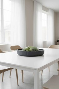 Dekoračná miska ORYVEN, sklolaminát s drážkami, priemer 30 cm, antracit