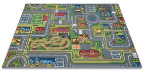 Detský koberec REBEL ROADS City life 97 Mesto, protišmykový - sivý