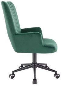 LuxuryForm DESIGN Kreslo AMADEO VELUR na čiernej podstave s kolieskami - zelené