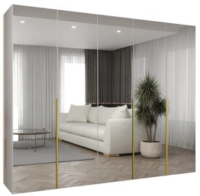 Šatníková skriňa 250 cm Alice 3 (biela + zlatá). Akcia -20%. Vlastná spoľahlivá doprava až k Vám domov. 1126238