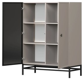 Vitrína Lorini 100 cm na stojane - kašmírová / čierna úchytka T