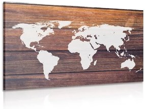Obraz mapa sveta s dreveným pozadím - 90x60