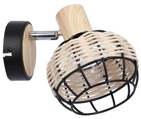 Nástenné bodové svietidlo TAJGA 1xE14/40W/230V ratan/čierna