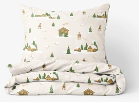 Goldea vianočné bavlnené posteľné obliečky - vianočné koledy 140 x 200 a 70 x 90 cm