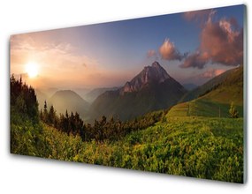 Obraz na akrylátovom skle Hora les príroda 140x70 cm